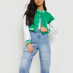 Veste de baseball personnalisée pour femme, style universitaire, veste de lycéenne, veste bomber courte pour femme, fabricant OEM ODM - Product Image 1