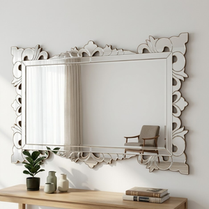 Miroir mural vénitien simple |   Miroir décoratif en verre de style antique |   Décoration d'intérieur vintage élégante pour salon, chambre et couloir - Product Image 1
