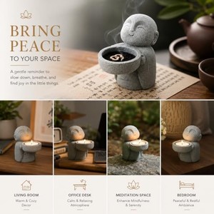 Bamboo Wood Zen Meditation <b>Figure</b> - Spiritual Wellness - Wholesale - Product Image 5