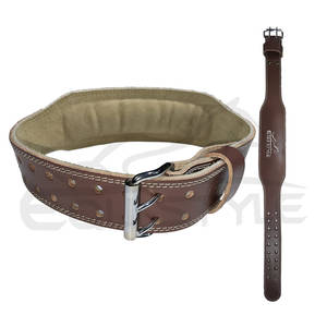Ceinture de soutien dorsal en cuir marron de 4 pouces pour haltérophilie, squat et entraînement sur banc, avec fermeture à boucle, ceintures de gym personnalisables - Product Image 2