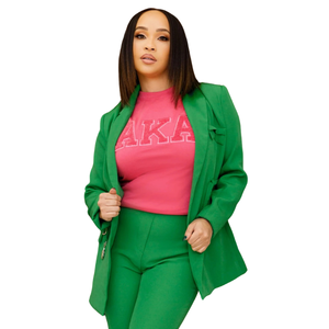 Camiseta de chenilla de color liso rosa y verde para mujer, de manga corta, cuello redondo, algodón, bordada, informal, transpirable, de secado rápido, para verano - Product Image 1