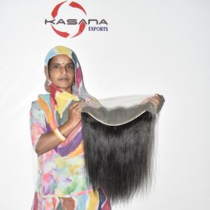 Extensions de cheveux humains vietnamiens à cuticules alignées, frontal 13*4, double trame, non traités, sans ondulation profonde - Product Image 5