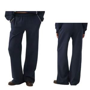 Pantalones de chándal anchos de cintura alta para mujer, informales, holgados, con cintura elástica, para descansar, venta al por mayor OEM - Product Image 1