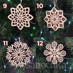 Adornos de Copos de Nieve de Madera, Corte Láser, Decoración Navideña Geométrica, Adornos Decorativos para Montar en la Pared del Hogar - Product Image 4