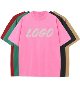 เสื้อยืดคอกลมโอเวอร์ไซส์แขนสั้นผ้าฝ้ายสำหรับผู้ชาย พิมพ์ลายโลโก้ด้านหน้า สไตล์ลำลอง - Product Image 1