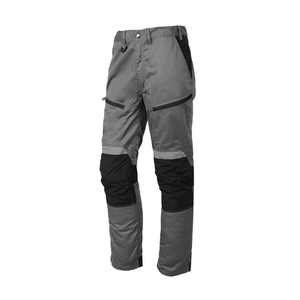 Pantalon de travail gris pour homme, plusieurs poches, tissu en toile, poids moyen, taille haute, braguette boutonnée, coupe droite, style automne - Product Image 1