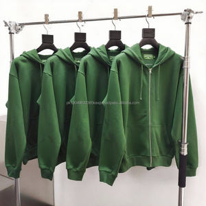 Ventes en gros de sweats à capuche en molleton français surdimensionnés 100% coton, design zippé avec impression de fleurs en relief pour hommes et femmes - Product Image 3