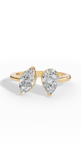 Anillo de Dos Piedras de Diamantes Cultivados en Laboratorio con Corte Pera y Marquise Toi Et Moi de Primera Calidad, Oro de 18K, Fabricante de Joyería Fina al por Mayor OEM - Product Image 5