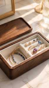Premium Solid Wood Jewelry <b>Storage</b> Case with <b>Drawer</b> Ring Display Necklace Holder Bracelet Organizer <b>Storage</b> <b>Box</b> - Product Image 4