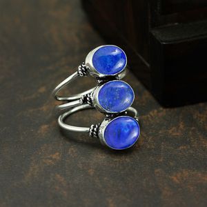 Bague Statement GOURIK pour Femme en Argent Sterling 925 avec Lapis Lazuli et Pierres Multiples, Style Vintage Oxydé, pour Usage Quotidien - Product Image 2