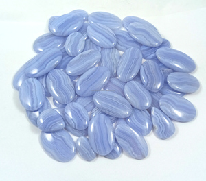 Vente en gros de pierres précieuses naturelles en agate bleue dentelle, semi-précieuses, ovales, en forme de poire, CABS, pour la fabrication de bijoux en argent/laiton - Product Image 6