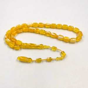 Chapelet islamique en résine fait main, forme hibou jaune, moulé, décoratif, cadeau religieux - Product Image 3