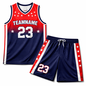 ผู้ผลิตชุดบาสเก็ตบอลแบบ OEM ตามสั่ง ผ้าโพลีเอสเตอร์ 100% ระบายอากาศ แห้งเร็ว พร้อมสกรีนชื่อและหมายเลขผู้เล่นตามแบบที่ต้องการ - Product Image 1