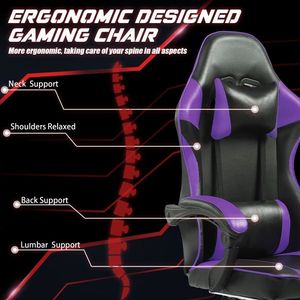 Sedia da Gaming Ergonomica in Pelle PU con Altezza Regolabile e Ruote per Casa, Ufficio o Videogiochi - Product Image 6