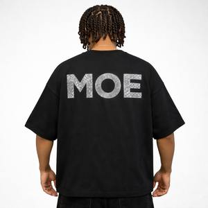 Camiseta de manga corta vintage para hombre al por mayor, estilo hip hop, con logo de cristal brillante, bordado DTG, pedrería, camisetas brillantes para hombre, OEM - Product Image 4