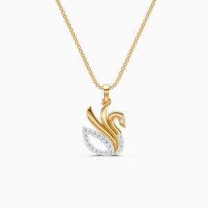 Elegante colgante Love Grace Swan con diamante cultivado en laboratorio de 0.17 quilates en oro amarillo, blanco y rosa de 9 quilates. - Product Image 3
