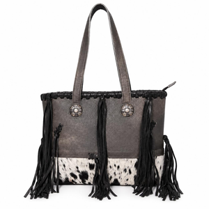 Sac fourre-tout en cuir de vachette véritable fait main avec franges, style western, sac à bandoulière en cuir véritable, grande capacité, pour usage quotidien, pour femmes - Product Image 1