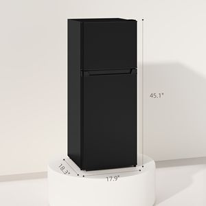 Frigorifero Nero da 4 Piedi Cubi con Porte Reversibili, Piccolo Frigo Compatto con Congelatore - Product Image 3