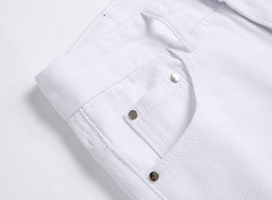 Pantalon de jogging en jean déchiré et délavé blanc uni pour homme, imperméable, séchage rapide, taille haute, idéal pour l'extérieur – Meilleures ventes - Product Image 2