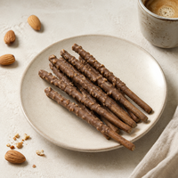 Bâtonnets de biscuits enrobés de chocolat avec amandes concassées, 40g, boîte de vente au détail, collation croustillante aux noix, emballage personnalisé en gros, OEM ODM