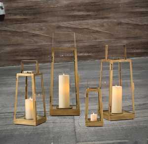 Luxurious Gold <b>Lantern</b> <b>Candle</b> Holder Set of 3 Decorative Glass Hanging <b>Lanterns</b> Wedding Table Centerpiece Decor - Product Image 2