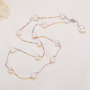 Collar de Perlas de Agua Dulce con Cielo Estrellado de Plata S925 Simple de Zhuji Mountain Lake Jewelry, Cadena de Clavícula al por Mayor con Cadena para el Cuello - Product Image 2