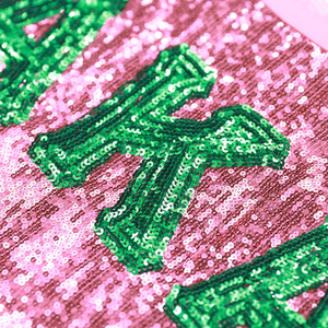 T-shirt rose à paillettes AKA, broderie chenille, vêtements de sororité grecque, t-shirt de mode haut de gamme pour femmes - Product Image 3
