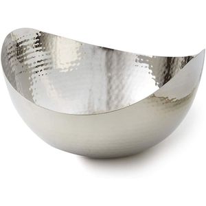 Bol à fruits de luxe en acier inoxydable martelé, plaqué argent, décoratif, en métal, pour la maison, l'hôtel et l'hôtellerie - Product Image 3