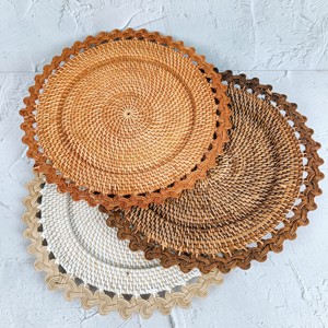 Rattan charger plate woven gold placemat eco-friendly tabletop place <b>mats</b> direct cost from factory - Product Image 1
