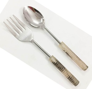 Mirror Finish Metal Salad <b>Server</b> Set Stainless Steel Serving Spoon Fork for <b>Buffet</b> Dining and Hospitality - Product Image 1
