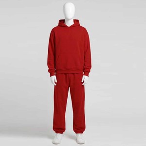 Casual Tracksuit Set Quarter-<b>Zip</b> Sweatshirt With Drawstring Pants Solid Color Loose Fit Full Length 100% Cotton Autumn Wear - Product Image 3