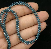Perles de diamant bleu naturel de qualité AAA, forme briolette, facettées, 2,5-4 mm, brin de 16 pouces, fournitures pour la création de bijoux