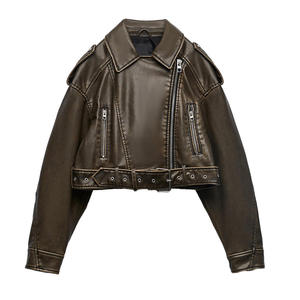 Chaqueta de Cuero Sintético con Cinturón para Mujer, Moda Primavera 2026, Estilo Vintage, Manga Larga, Abrigo Chic para Mujer - Product Image 2
