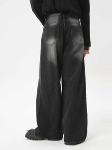 Pantalon en jean ample et décontracté pour homme, coupe oversize, avec braguette boutonnée, respirant, confortable, style streetwear, jambe large, tendance, vintage, délavé - Product Image 5