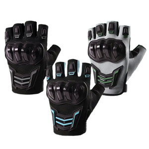 Unisex Half Finger Non-Slip Polyester Riding Gloves with Protective <b>Padding</b> and Hook & Loop Closure for Cycling Summer Use - Product Image 2