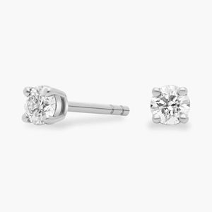 Boucles d'oreilles en or blanc 14 carats avec diamants de laboratoire taille ronde - Product Image 1