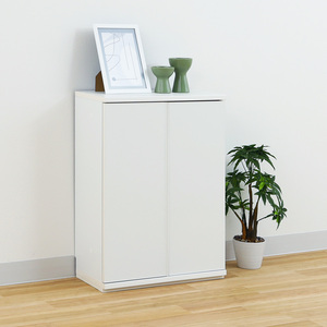 Bibliothèque moderne blanche Shirai P34, armoire de rangement, 4 étagères, 4 tiroirs, design minimaliste, meuble autoportant pour salon, MDF - Product Image 3