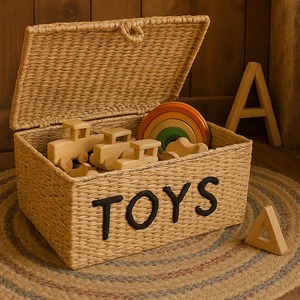 Ensemble de 2 paniers de rangement faits à la main en jonc de mer et en jute, fabriqués au Vietnam - Product Image 5