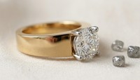 Anillo de Compromiso con Corte Brillante Redondo para Hombre, Diamante Cultivado en Laboratorio, Chapado en Oro de 14 Quilates, Regalo de Aniversario de Bodas, Anillo Solitario
