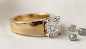 Anillo de compromiso con corte brillante redondo para hombre con diamante cultivado en laboratorio, ideal para regalo de aniversario de bodas, anillo solitario de compromiso. - Product Image 3