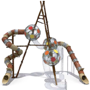 HP-OPCS 010 Interactive Outdoor Play Installation with Elevated Platforms and Dynamic Sliding Features - Product Image 1