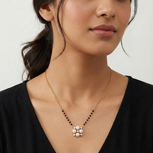 Mangalsutra en diamant naturel de 0,07 ct, certifié IGI, pureté VS-SI, taille brillant rond H-I, provenant de l'exploitation terrestre, bijou traditionnel en or - Product Image 1