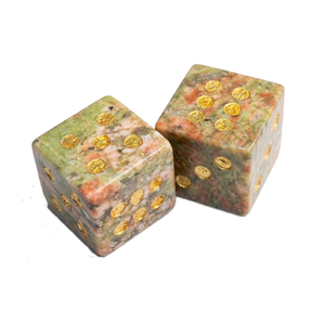 Dados de Piedra Unakita D6, Cubo de Piedra Preciosa Natural, Dados de Cristal D6 Grabados, Juegos de Dados Personalizados - Product Image 5