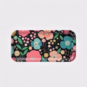 Plateau de service rectangulaire en métal émaillé à motifs floraux vintage, style turc, pour thé, café, maison ou restaurant. - Product Image 6