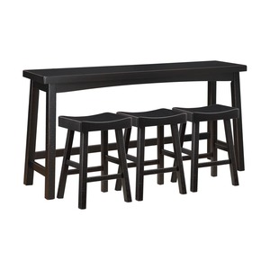 Ensemble table console moderne avec 3 tabourets sans dossier finition métal pour derrière canapé, salon ou salle à manger - Product Image 4