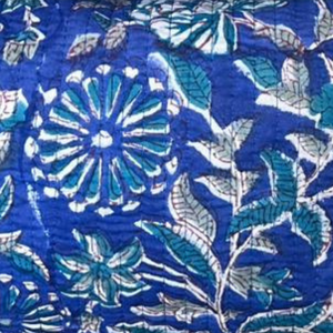 Blue Floral Quilted Cotton Cosmetic Bag Set Hand Block Print Toiletry <b>Makeup</b> Stationary Jewellery Craft <b>Storage</b> Travel Gifting - Product Image 4