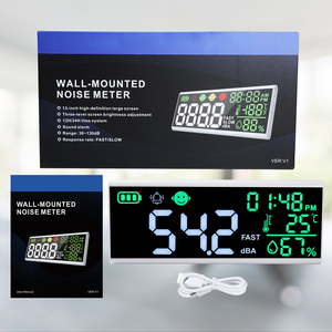 Medidor de nivel de sonido digital montado en la pared, rango de 30~130dB, pantalla a color, medidor de ruido con temperatura y humedad para oficina, hogar, hospital - Product Image 6