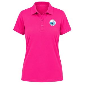 Polo à manches courtes rose vif avec écusson brodé Jack & Jill, col boutonné, léger, pour le sport et les équipes - Product Image 1