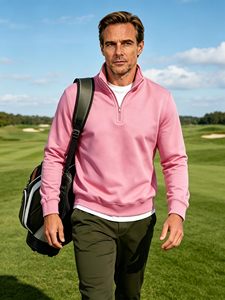 Wholesale Custom Logo Men's 1/4 Quarter Zip Sweatshirt Cotton Blend Stand Collar Brushed Fleece Workout Pullover Oversized - Product Image 6