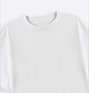 T-shirt pour homme en coton blanc à col rond, manches courtes, coupe classique, couleur unie, style décontracté, épaules tombantes - Product Image 6